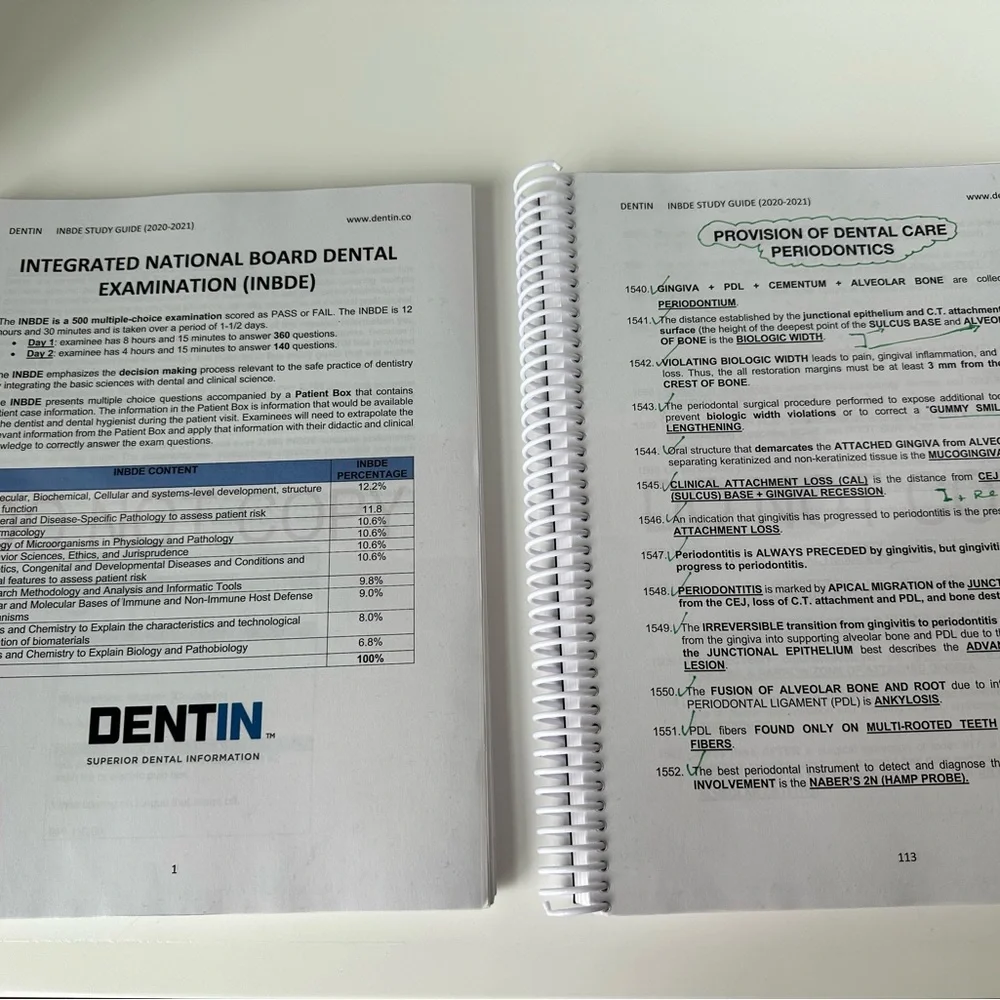 INBDE STUDY MATERIALS -Everything needed to pass: Dental Decks, Mosby ll, Dentin